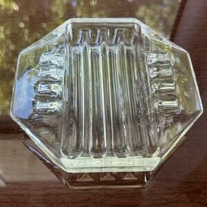 Vintage Mid-Century Art Deco Octagonal Crystal Glass Ashtray – Heavy & Elegant